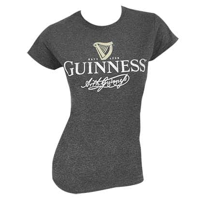  Guinness Women's Dark Heather Grey Logo T-Shirt 