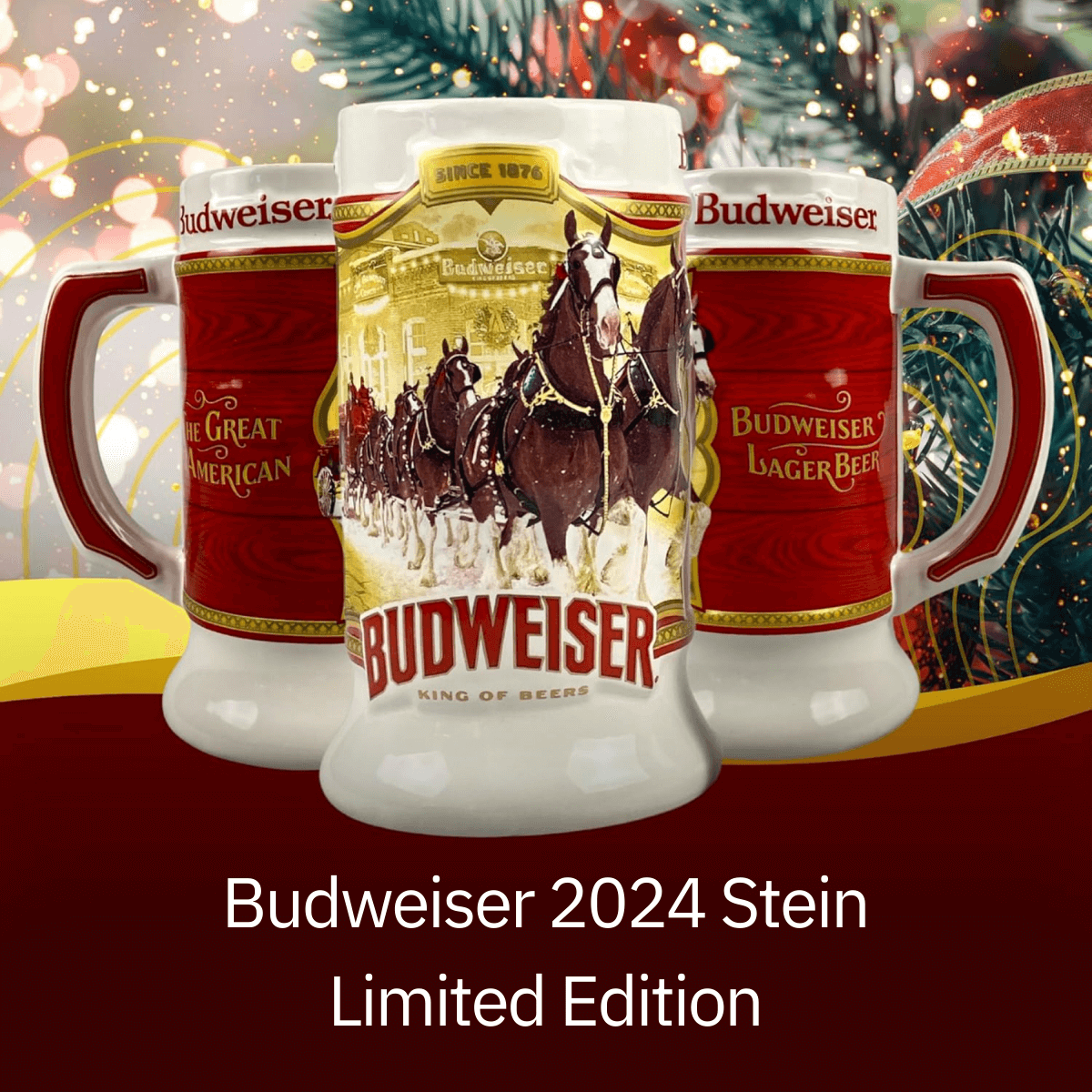 Budweiser Limited Edition 2024 Holiday Stein Ceramic Stein